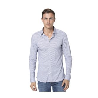DeSoto Witte Overhemd met Geometrisch Patroon - Heren - Casual Overhemden - Wit - XL - Katoen - Overhemden