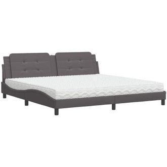 vidaXL Vidaxl - Cama Con Colch&oacute;n Cuero Sint&eacute;tico Gris 200x200 Cm