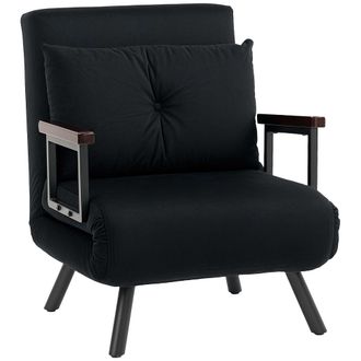 HOMCOM Click Clack Single Chair Bed Settee for Living Room - Black | TJ Hughes