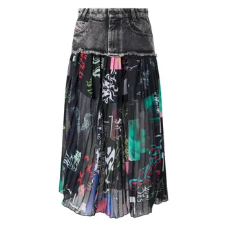 Diesel Midi-rok met hoge taille - Dames - Rokken - Veelkleurig - Maat: W26 Poliester