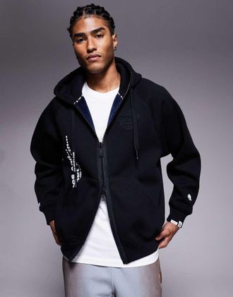 Aape By A Bathing Ape Aape By A Bathing Ape - Felpa nera in tessuto pesante con cappuccio e zip-Nero