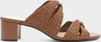Alexandre Birman 45mm Sabrina Leather Block Heel Slide Sandals