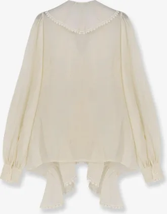 Actualee Womens Shirt With Ruffles Beige Lyocell