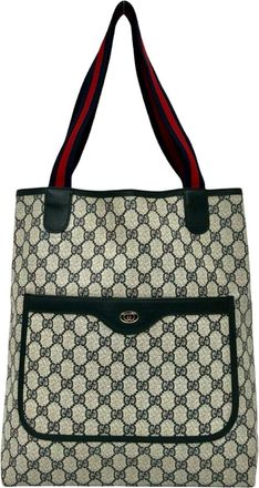 Gucci Navy Pvc Leather Handbag Tote Bag (Pre-Owned)