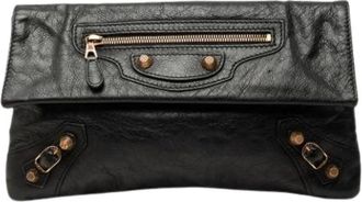 Balenciaga Pre-owned Motocross Envelope Clutch - Dames - Pre-owned - Zwart - Maat: ONE Size Leer