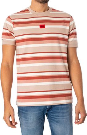 HUGO BOSS Diragolino Striped T-Shirt In Pink/beige