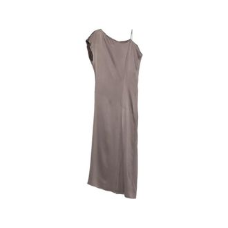 Alysi Abito Liquid Satin Asimmetrico - Dames - Korte kleedjes - Grijs - S - Satijn - Kleedjes