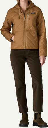 Patagonia Diamond Quilted Bomber Hoodie Jacket In Deer Brown