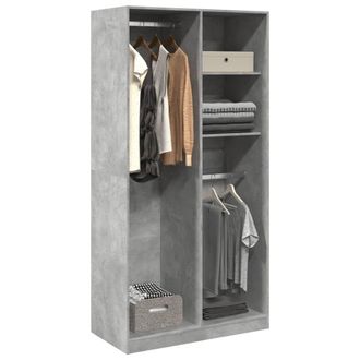 Berkfield Home Wardrobe Concrete Grey 100x50x200 cm Engineered Wood | Size: 100 x 50 x 200 cm