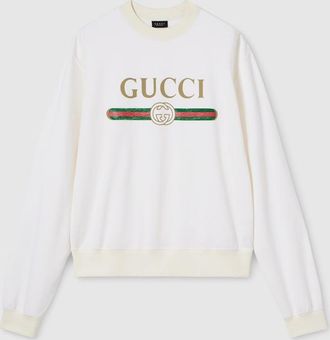 Gucci Cashmere Blend Sweatshirt With Print, Size XXXL, White, Ready-to-wear