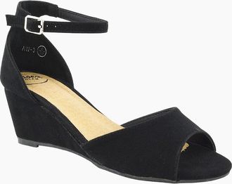XY London Womens XY London Womens/Ladies Lottie Peep Toe Wedge Sandals - Black - Size: 6