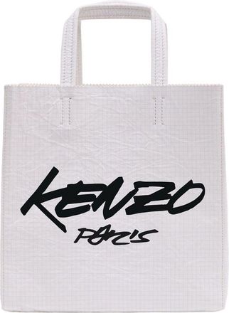 Kenzo Unisex Logo-Printed Leather Tote White
