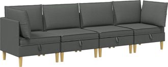 vidaXL Juego De Sof&aacute; Modular Con Almacenamiento 4 Uds. Gris Oscuro Vidaxl