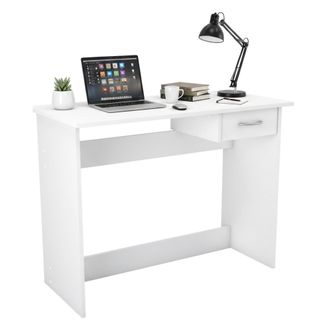 Dmora Escritorio Oise, Escritorio Multiusos, Mesa De Oficina Para Pc, El Plan De Trabajo, 101x49 H76 Cm, Blanco Mate - Dmora