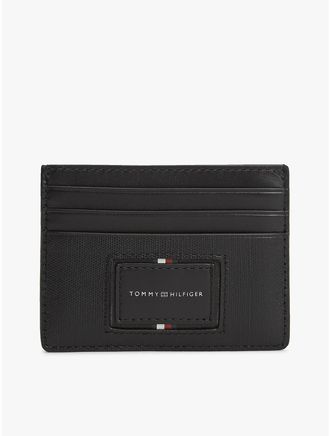 Tommy Hilfiger Mens Hilfiger Logo Leather Card Holder - Black
