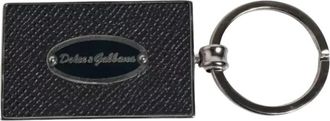 Dolce & Gabbana Luxe Leren Sleutelhanger met Metalen Ring - Heren - Sleutelhangers & Tashangers - Zwart - ONE Size - Leer - Accessoires