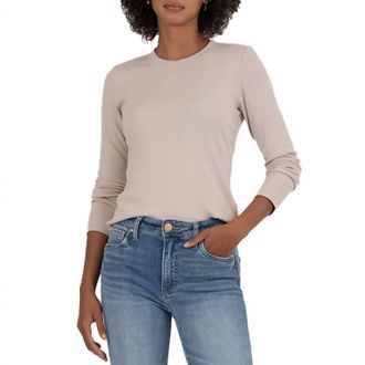 Kut from the Kloth Noelie Long Sleeve Top In Taupe