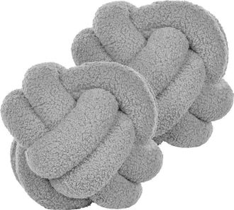 Beliani Conjunto De 2 Cojines De Boucl&eacute; Gris 19 X 19 Cm Accesorio Malni