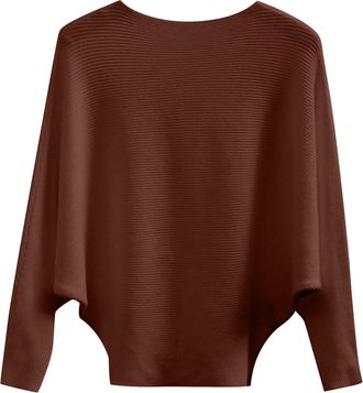 Generic Ladies Jumpers, Batwing Sleeves Knitted Lightweight Sweaters and Pullovers Jumper Tops Soft Crew Neck Sweater for Winter