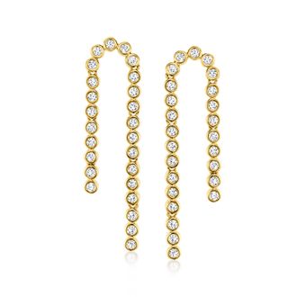 Ross-Simons Bezel-Set Diamond Beaded Drop Earrings in 18kt Gold Over Sterling