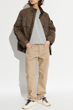 Stone Island Jeans With Logo Patch, Mens, Brown