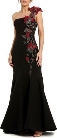 Mac Duggal Off The Shoulder Embroidered Mermaid Gown in Black Multi at Nordstrom, Size 10