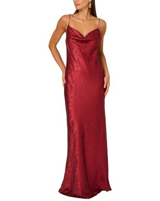 Adrianna Papell Foiled Chiffon Long Dress