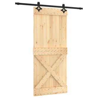 vidaXL Puerta Corredera Natural Y Negro 90 X 210 Cm Vidaxl