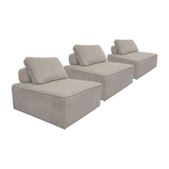 Sweeek Sof&aacute; modular de pana, 3 plazas, gris claro