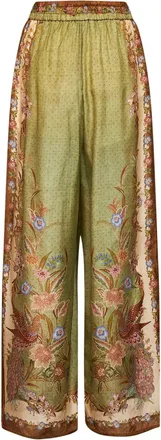 Zimmermann Womens Trousers Indra Khaki Silk Multicolour