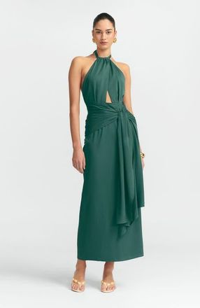 ST MRLO Nessie Midi Dress in Forest Green at Nordstrom, Size 10