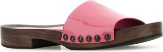 Miu Miu Womens Studded Leather Clog Pink Sandal