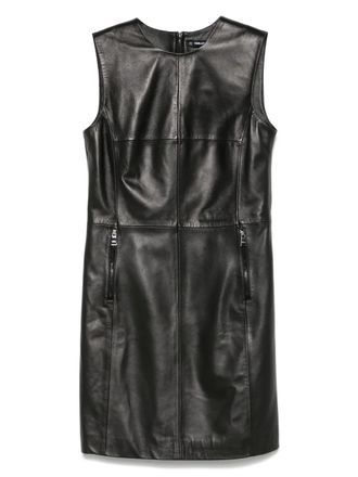 Karl Lagerfeld leather shift mini dress - women - Polyester/Lambskin/Elastane - 38 - Black
