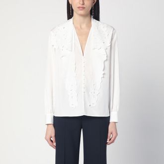 Chloé White shirt with embroidered bow tie
