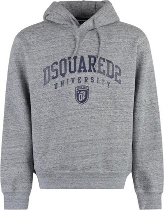 Dsquared2 Logo Print Hoodie - Heren - Hoodies - Grijs - S - Katoen - Hoodies & sweatvesten