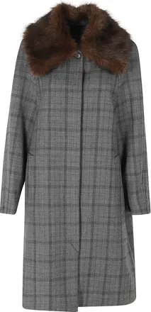 Tela Gray Gavin Fur Trim Wool Long Coat