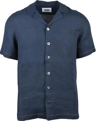 Alpha Studio Dark Blue Linen Shirt