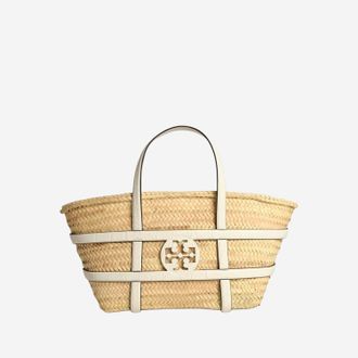 Tory Burch ella White Basket Straw Shopping Bag