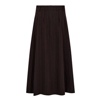 Co'Couture Pinstripe Pleat Skirt in Dark Brown - female - CoCouture - Maxi Skirts - Brown - XS - Skirts
