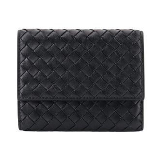 Bottega Veneta Cartera Peque&ntilde;a Bi-Fold con Cremallera Intrecciato Piccolo - Accessories - Mujer - Negro - ONE SIZE