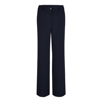 Marc Aurel Broeken, Dames, Blauw, XL, Leer, Wijde rechte broek met contrasterende strepen aan de zijkant
