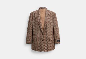 Coach Signature C Plaid Single Breasted Blazer