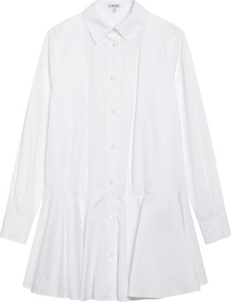 Loewe Poplin Shirt Dress - Dames - Shirt Kleedjes - Wit - S - Katoen - Kleedjes