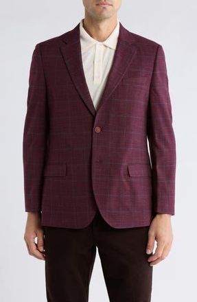Nautica Windowpane Notch Lapel Stretch Blazer in Burgundy at Nordstrom Rack, Size 44 Regular