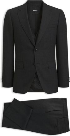 BOSS Micro-patterned slim-fit suit in Italian virgin wool