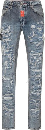 Philipp Plein Heren, Jeans, Blauw, Maat: W40 Katoen
