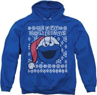 Gildan Sesame Street Cookie Monster Ugly Christmas Adult Pull Over Hoodie