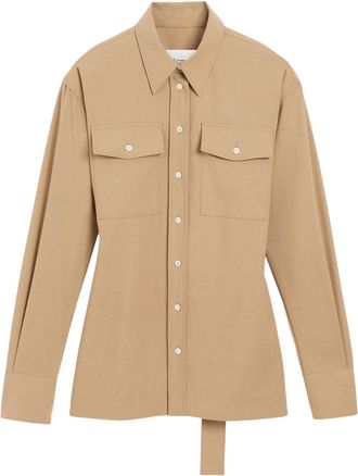 Ami Beige Virgin Wool Puffball Sleeve Shirt