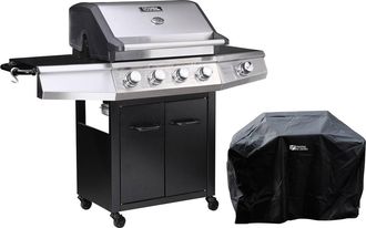 Habitat et Jardin Barbacoa A Gas bingo 5 - 5 Quemadores (1 Lateral) - 15.2kw + Funda De Protecci&oacute;n - Negro