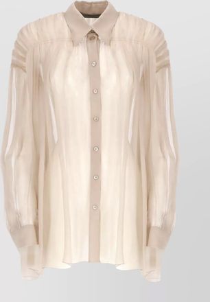 Alberta Ferretti silk pleated long-sleeve shirt